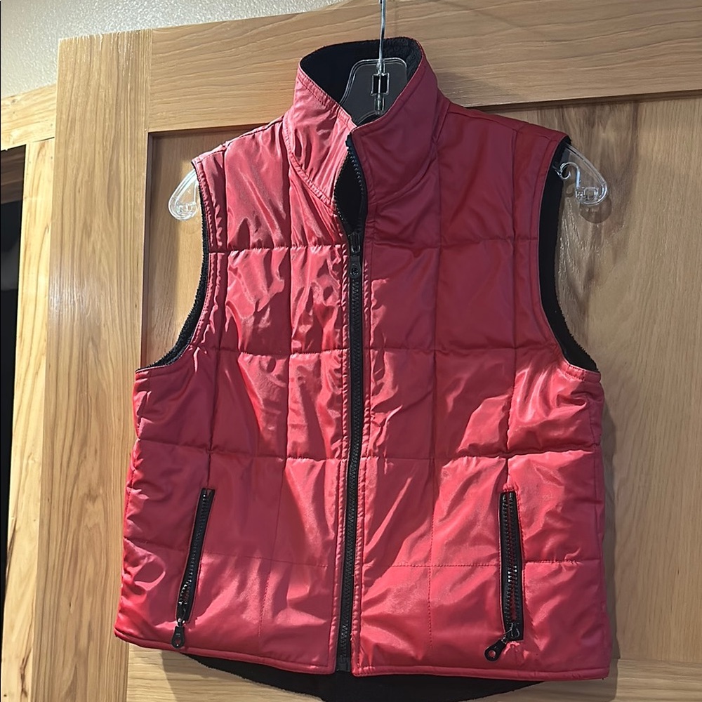 Red Quilted Vest with Black Trim
